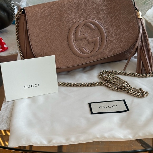 Gucci SoHo Disco GG Crossbody Flap Camelia Beige bag - Picture 16 of 16